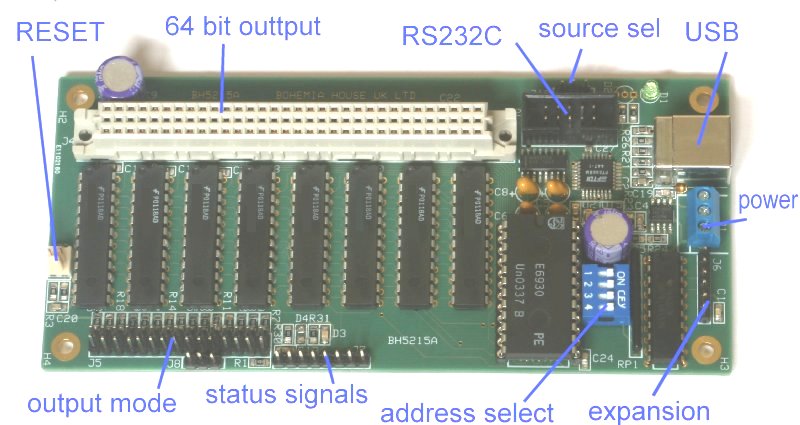 RS232C / USB to 64 bit parallel output